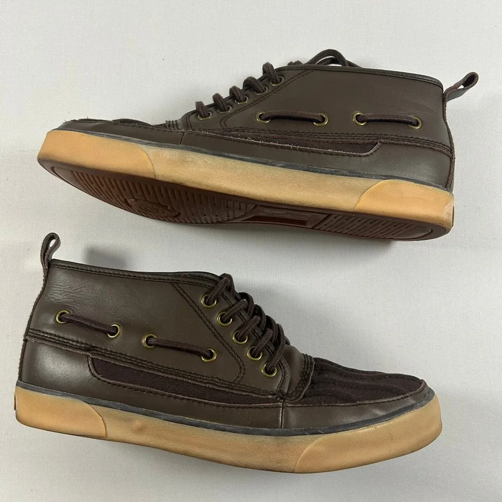 Polo Ralph Lauren Shoes Parkstone Mid Mens‎ 9D Brown Leather Canvas Duck Boots